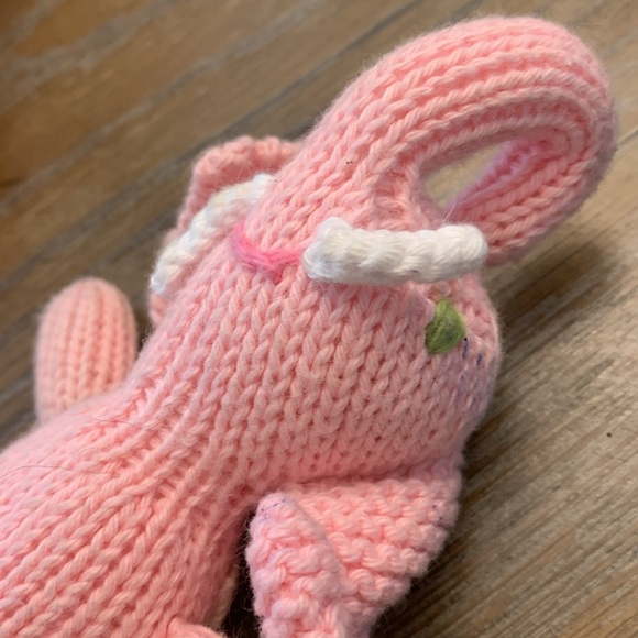 Blabla Elephant Plush Doll Rattle Baby Lovey Toy Bla Bla Stripes Pink Crochet 7” - Picture 4 of 6
